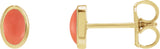 14K Gold Natural Pink Coral Oval Bezel-Set Cabochon Earrings - Yellow Gold