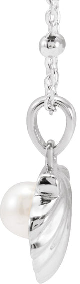 14K Gold Cultured White Freshwater Pearl Pearl Shell Necklace or Pendant - White Gold - view 2