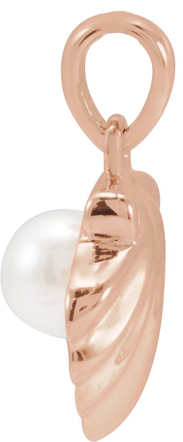 14K Gold Cultured White Freshwater Pearl Pearl Shell Necklace or Pendant - Rose Gold - view 2