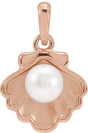 14K Gold Cultured White Freshwater Pearl Pearl Shell Necklace or Pendant - Rose Gold