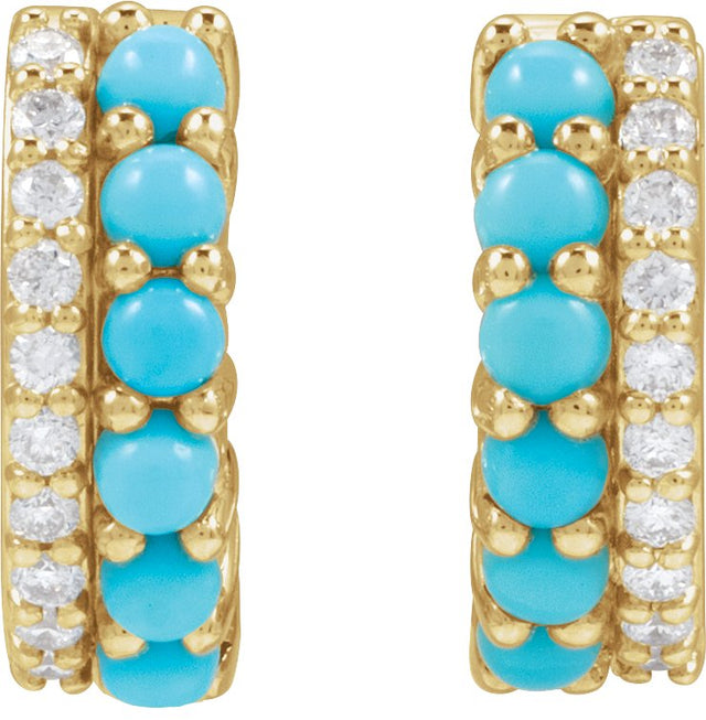 Platinum Round Natural White Opal & Natural Diamond Accented Cabochon Hoop Earrings – 2mm Stones - view 5