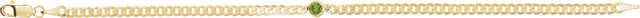 14K Gold Round Natural Peridot Bezel-Set Solitaire Curb Link Bracelet - view 10