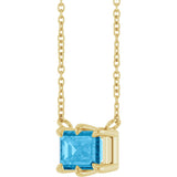 14K Gold Emerald Natural Swiss Blue Topaz Solitaire Necklace - Yellow Gold - view 2