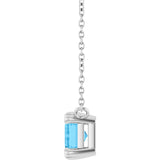 14K Gold Emerald Natural Swiss Blue Topaz Solitaire Necklace - White Gold - view 3