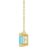 14K Gold Emerald Natural Swiss Blue Topaz Solitaire Necklace - Yellow Gold - view 3
