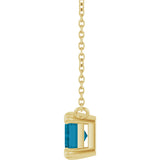 14K Gold Emerald Natural London Blue Topaz Solitaire Necklace - Yellow Gold - view 3