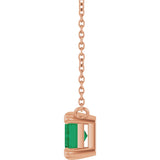 14K Gold Emerald Lab-Grown Emerald Solitaire Necklace – 7x5mm - Rose Gold - view 3