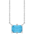 Platinum Emerald Natural Swiss Blue Topaz Solitaire Necklace