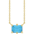 14K Gold Emerald Natural Swiss Blue Topaz Solitaire Necklace - Yellow Gold
