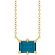 14K Gold Emerald Natural London Blue Topaz Solitaire Necklace - Yellow Gold