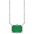 Platinum Emerald Lab-Grown Emerald Solitaire Necklace