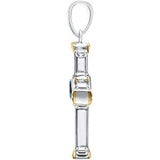 14K Gold Round Natural Swiss Blue Topaz Cross Pendant - view 2