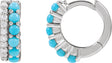 Platinum Round Natural Turquoise & Natural Diamond Accented Cabochon Hoop Earrings – 2mm Stones