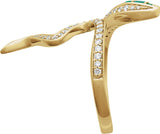 14K Gold Round Natural Emerald & Natural Diamond Accented Snake Ring - Yellow Gold - view 3