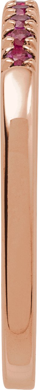 10K Gold Round Lab-Grown Ruby Birthstone Stackable Ring - Rose Gold - view 12