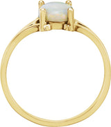 14K Gold Oval Natural White Opal Cabochon Ring – 8x6mm - Yellow Gold - view 2