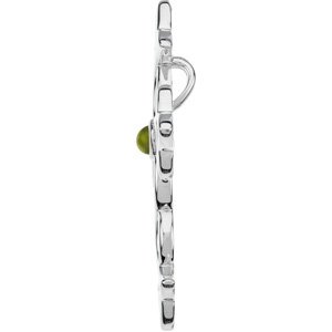 14K Gold Round Natural Peridot Cross Pendant II - White Gold - view 2