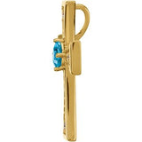 14K Gold Square Natural Swiss Blue Topaz & Natural Diamond Cross Pendant - Yellow Gold - view 2