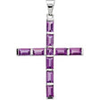 14K Gold Square Natural Amethyst Accented Cross Pendant – 3x3mm - White Gold