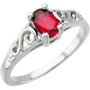 14K Gold Youth Birthstone Ring - White Gold
