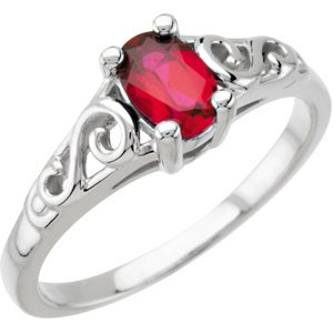 14K Gold Youth Birthstone Ring - White Gold