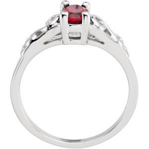 14K Gold Youth Birthstone Ring - White Gold - view 2