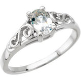 14K Gold Youth Birthstone Ring - White Gold
