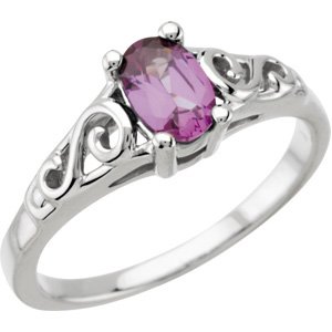 14K Gold Youth Birthstone Ring - White Gold
