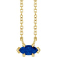 14K Gold Marquise Lab-Grown Blue Sapphire Solitaire Necklace - Yellow Gold