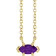 14K Gold Marquise Natural Amethyst Solitaire Necklace - Yellow Gold