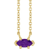 14K Gold Marquise Natural Amethyst Solitaire Necklace - Yellow Gold