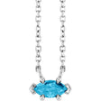 Platinum Marquise Natural Aquamarine Solitaire Necklace