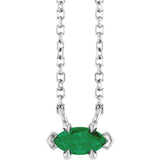 Platinum Marquise Lab-Grown Emerald Solitaire Necklace