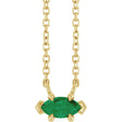 14K Gold Marquise Natural Emerald Solitaire Necklace - Yellow Gold