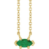 14K Gold Marquise Lab-Grown Emerald Solitaire Necklace - Yellow Gold