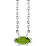 14K Gold Marquise Natural Peridot Solitaire Necklace - White Gold