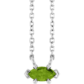 Platinum Marquise Natural Peridot Solitaire Necklace