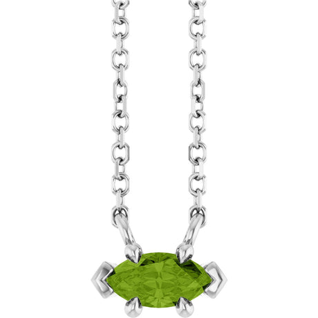 Platinum Marquise Natural Peridot Solitaire Necklace