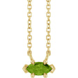 14K Gold Marquise Natural Peridot Solitaire Necklace - Yellow Gold