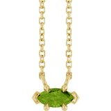 14K Gold Marquise Natural Peridot Solitaire Necklace - Yellow Gold