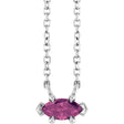 Platinum Marquise Natural Pink Tourmaline Solitaire Necklace