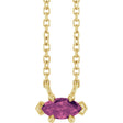 14K Gold Marquise Natural Pink Tourmaline Solitaire Necklace - Yellow Gold