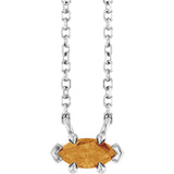 14K Gold Marquise Natural Citrine Solitaire Necklace - White Gold
