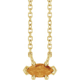 14K Gold Marquise Natural Citrine Solitaire Necklace - Yellow Gold