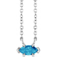 Platinum Marquise Natural Blue Zircon Solitaire Necklace