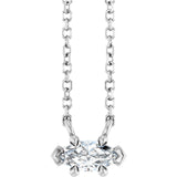 Platinum Marquise Natural White Sapphire Solitaire Necklace