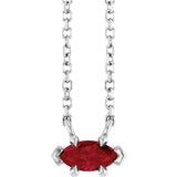 14K Gold Marquise Lab-Grown Ruby Solitaire Necklace - White Gold