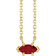 14K Gold Marquise Lab-Grown Ruby Solitaire Necklace - Yellow Gold
