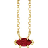 14K Gold Marquise Lab-Grown Ruby Solitaire Necklace - Yellow Gold