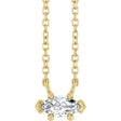 14K Gold Marquise Natural White Sapphire Solitaire Necklace - Yellow Gold